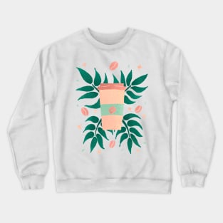 Tropical Coffee - tan and green Crewneck Sweatshirt